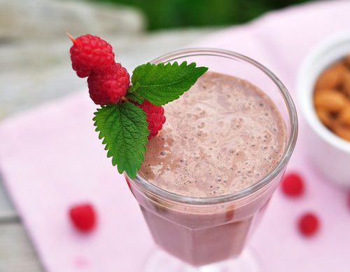 Batido de chocolate y frambuesas