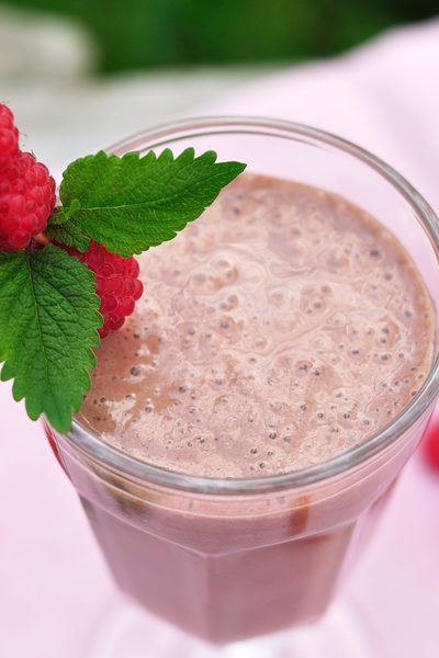 Batido de chocolate y frambuesas