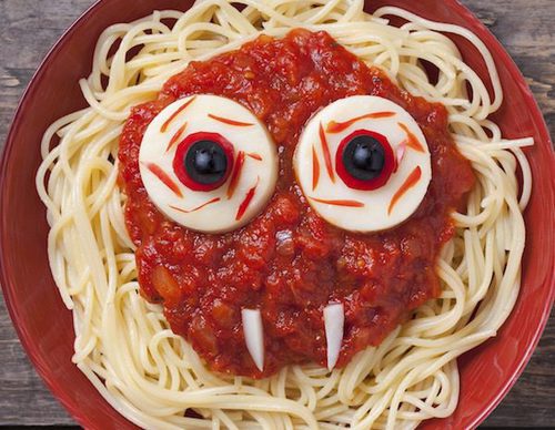 Spaghetti siniestros para Halloween