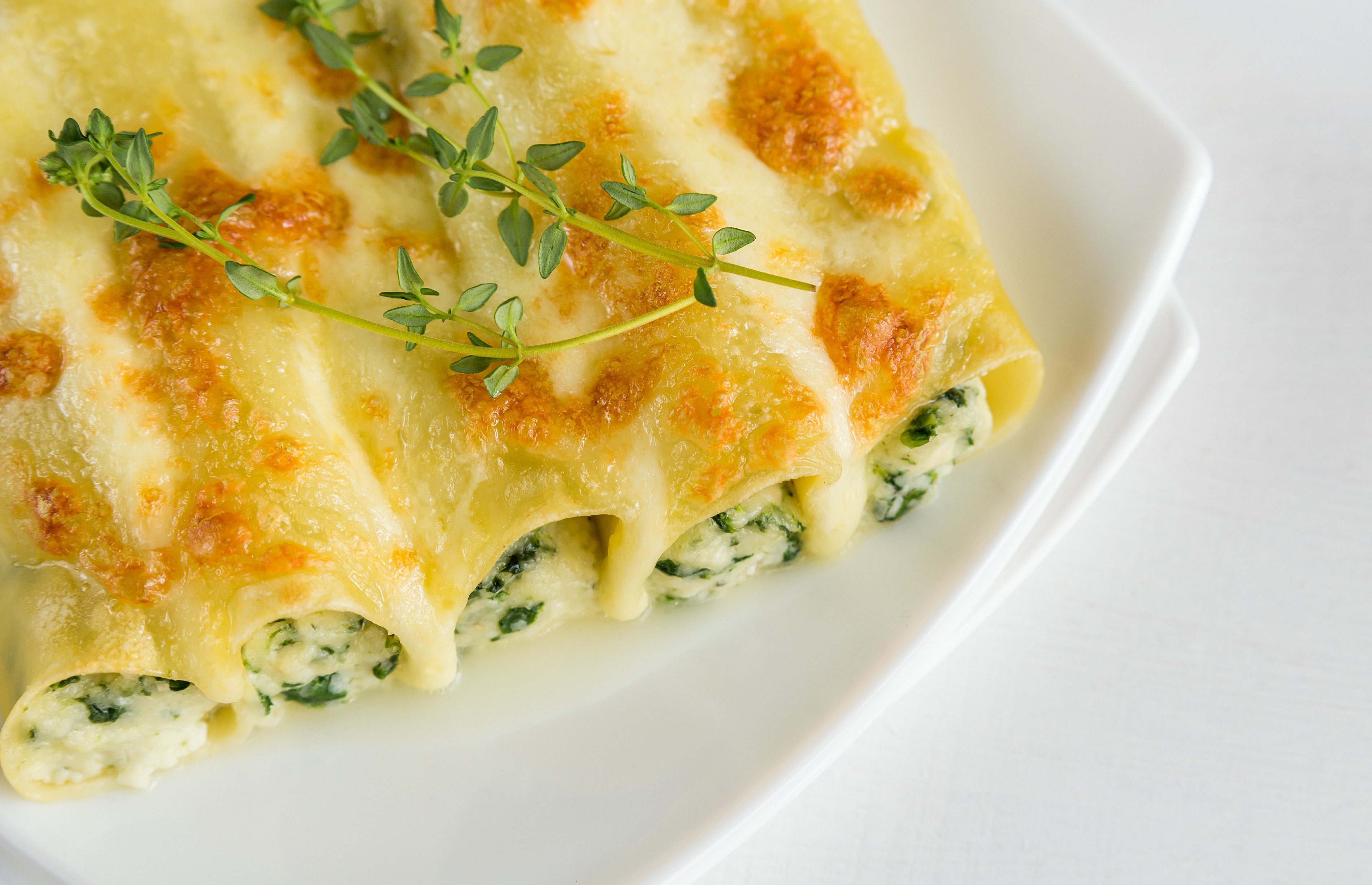 Canelones de queso y espinacas