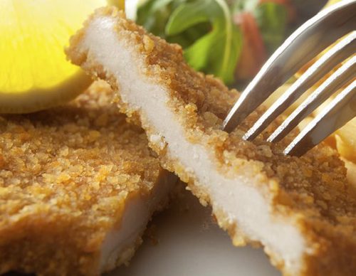 Milanesa con puré de patatas