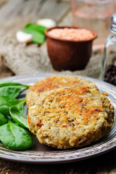 Hamburguesas de lentejas con algas