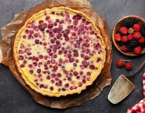 Pastel de queso y frambuesa
