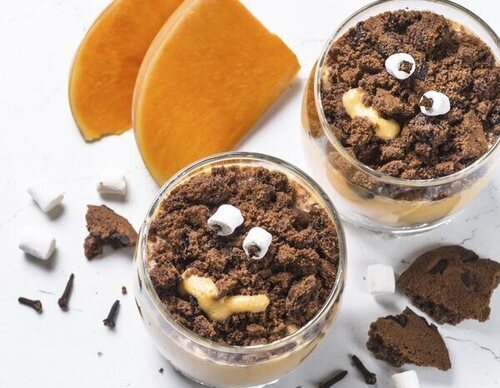 Mousse de calabaza y brownie para Halloween