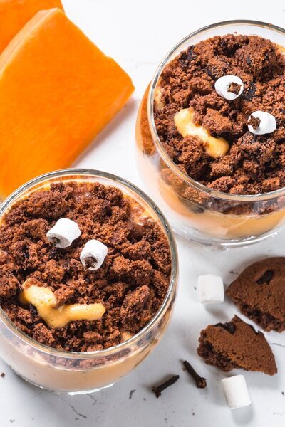 Mousse de calabaza y brownie para Halloween